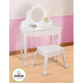 Coiffeuse et tabouret blanc