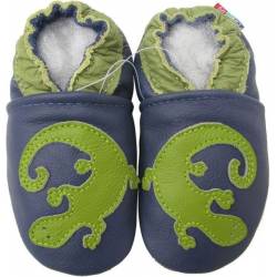Chaussons en cuir lézard marron