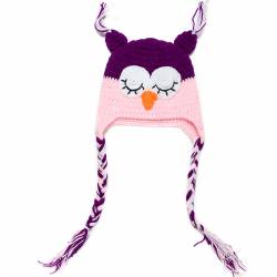 bonnet hibou fushia et noir