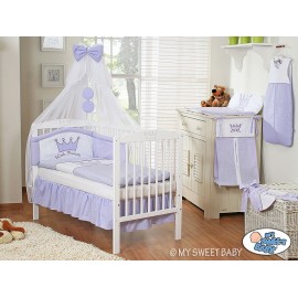 Lit et Parure de lit bébé prince ou princesse violet
