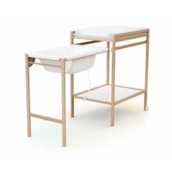 Table à langer en bois avec sa baignoire - 3 coloris