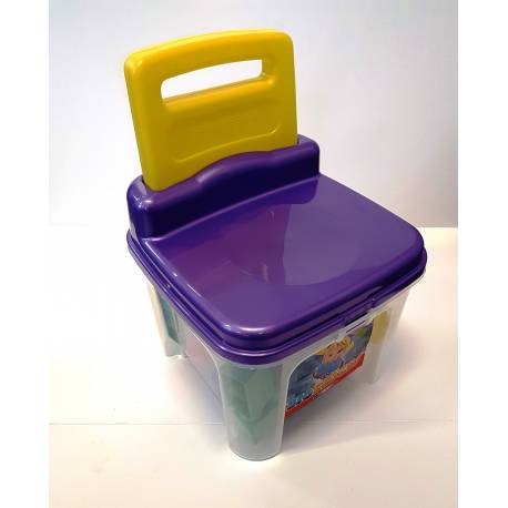 Fauteuil coffre violet avec briques Petit Pouce Factory
