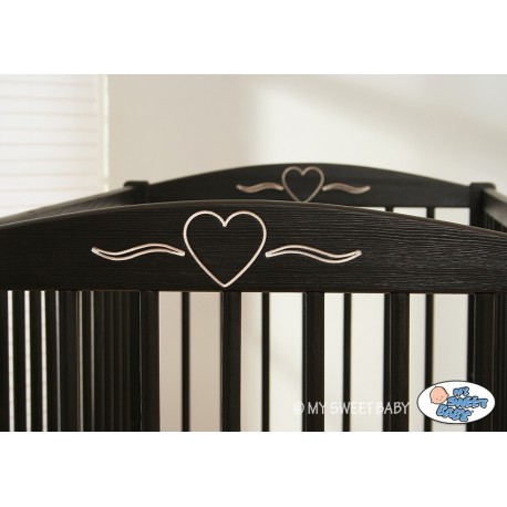 Lit bébé coeur brun + matelas