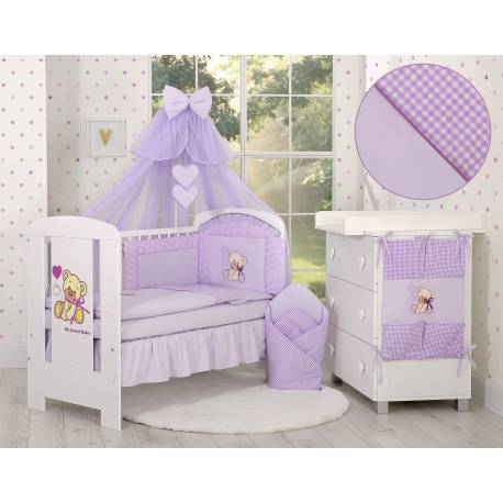Parure de lit bébé complète ours teddy violet