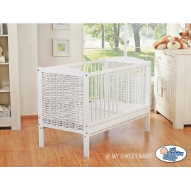 lit bébé évolutif blanc en osier