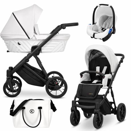 Poussette trio Ivento white pearl en cuir
