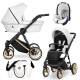 Poussette trio Ivento premium white pearl en cuir