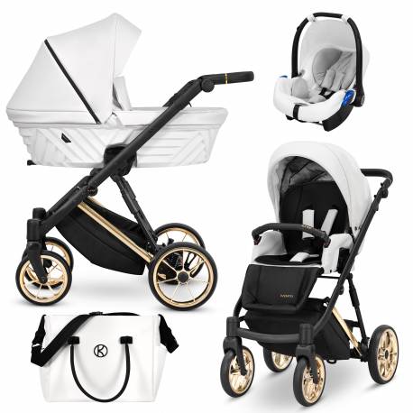 Poussette trio Ivento premium white pearl en cuir