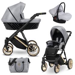 Poussette trio Ivento premium eco pink metalic