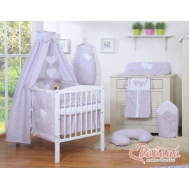 Parure de lit bébé deux coeurs fleurie