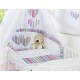 Parure de lit bébé deux coeurs rayée violet rose