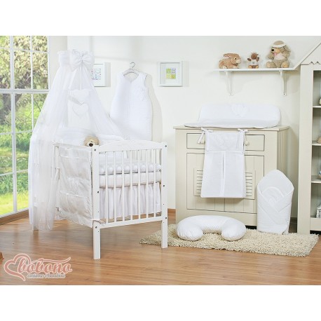 Parure de lit bébé deux coeurs blanc