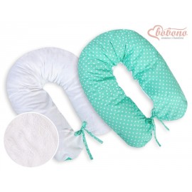 Coussin d'allaitement double face menthe à pois